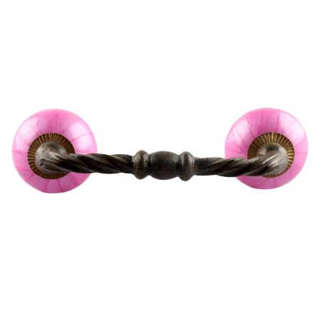 Solid Dark Neon Pink Ceramic Cut Bridge Handle